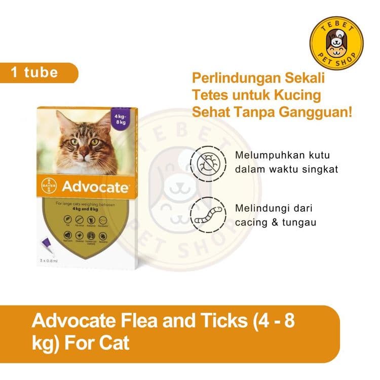 Image of Advocate Flea and Tick Large Cat 4KG - 8KG | Obat Kutu & Cacing untuk Kucing