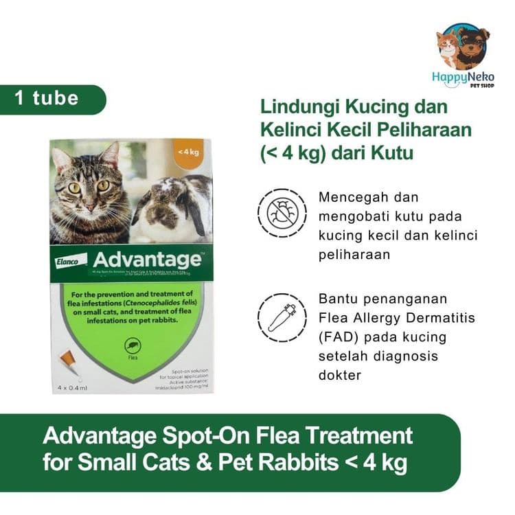 Image of Advantage for Small Cat & Rabbit (up to 4 kg) 1 Tube - Obat Anti Kutu